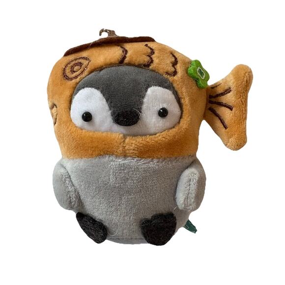 Set of 2 Koupen-Chan Keychain Plush Penguin Wearing Taiyaki Hat & Devil Ray - Picture 2 of 8